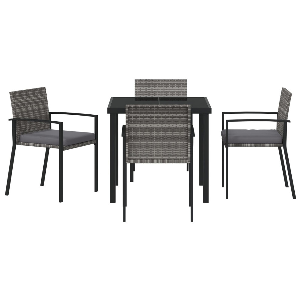 Produktbild för Trädgårdsmöbelset 5 pcs Grå Pulverlackerat stål