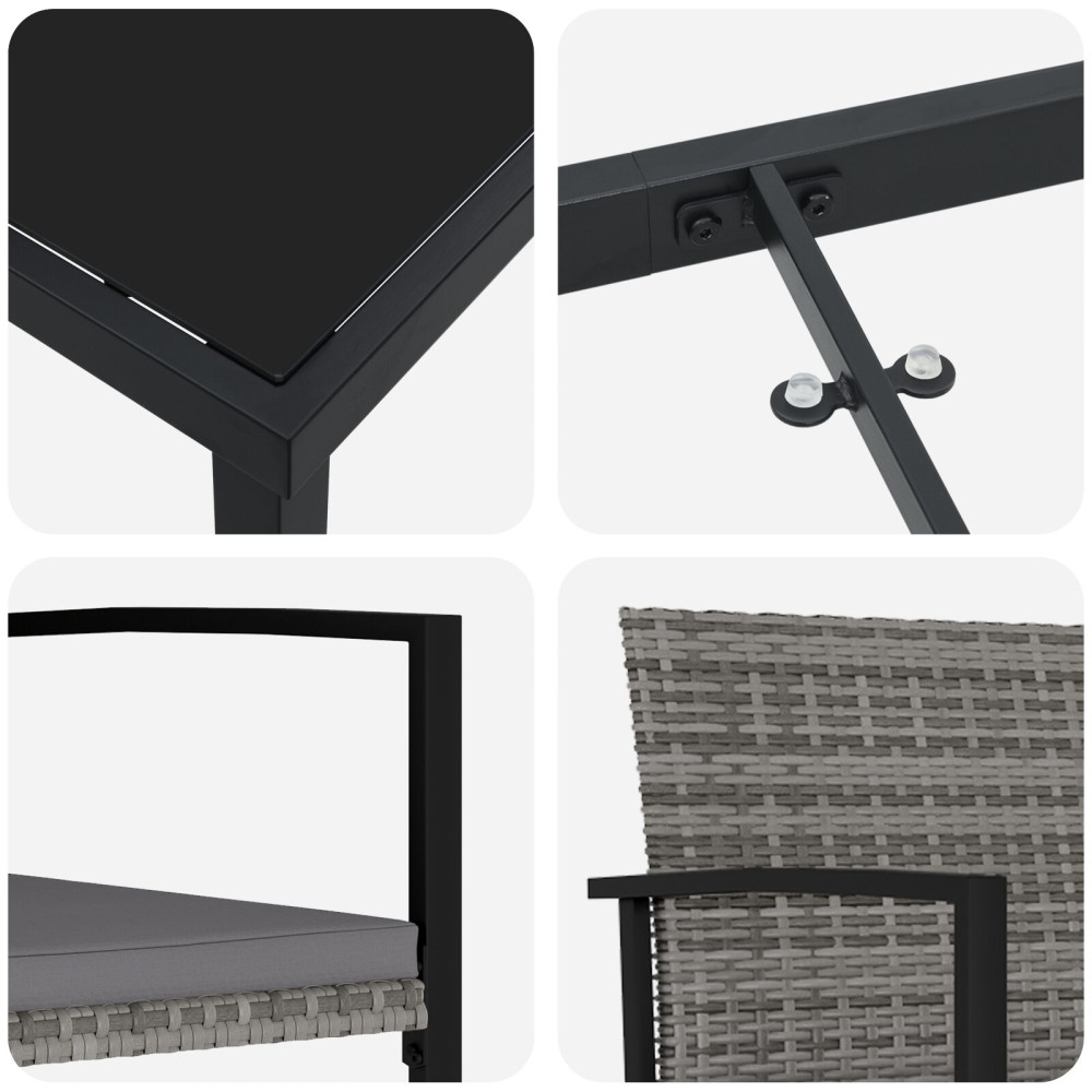 Produktbild för Trädgårdsmöbelset 5 pcs Grå Pulverlackerat stål