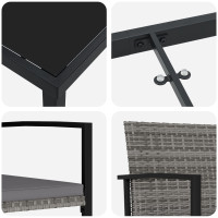 Produktbild för Trädgårdsmöbelset 5 pcs Grå Pulverlackerat stål