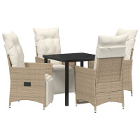 Produktbild för Trädgårdsmöbelset med kudde 5 pcs Beige konstrotting