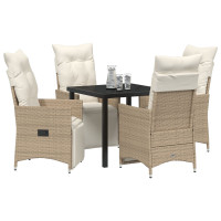 Produktbild för Trädgårdsmöbelset med kudde 5 pcs Beige konstrotting