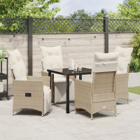 Produktbild för Trädgårdsmöbelset med kudde 5 pcs Beige konstrotting