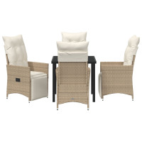 Produktbild för Trädgårdsmöbelset med kudde 5 pcs Beige konstrotting