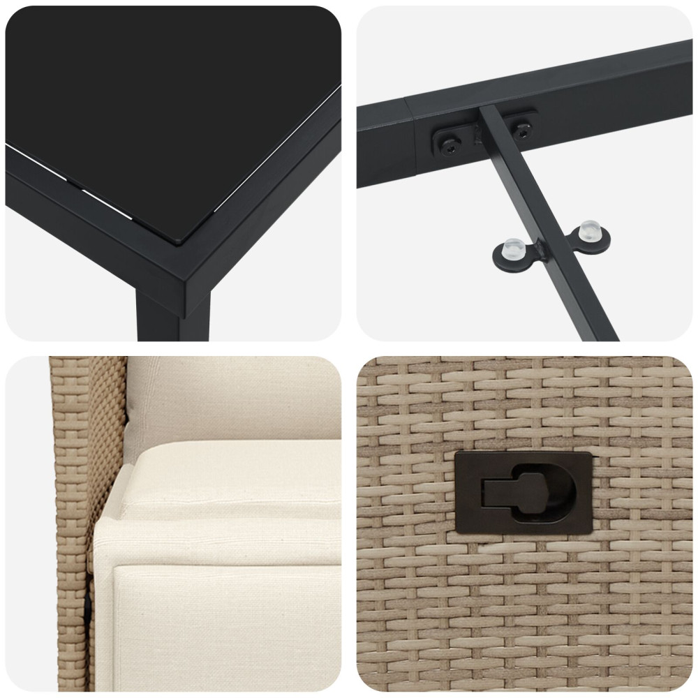 Produktbild för Trädgårdsmöbelset med kudde 5 pcs Beige konstrotting