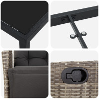 Produktbild för Trädgårdsmöbelset med kudde 3 pcs Grå konstrotting
