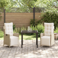 Produktbild för Trädgårdsmöbelset med kudde 3 pcs Beige konstrotting