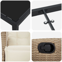 Produktbild för Trädgårdsmöbelset med kudde 3 pcs Beige konstrotting