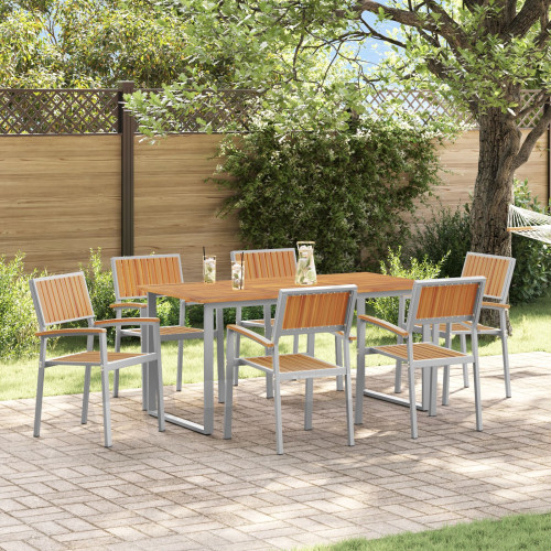 vidaXL Trädgårdsmöbelset 7 pcs Grå Massivt Akaciaträ - Utebord