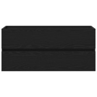 Produktbild för Badrumsskåp med handfat Svart Ek 90 x 39 x 62 cm