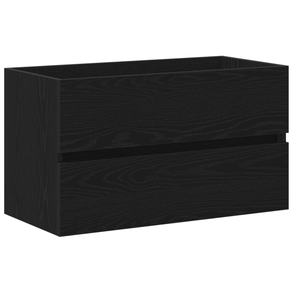 Produktbild för Badrumsskåp med handfat Svart Ek 80 x 39 x 62 cm