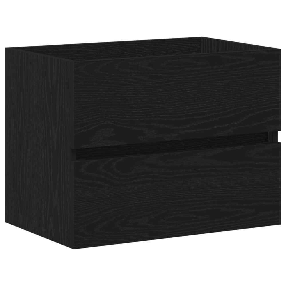 Produktbild för Badrumsskåp med handfat Svart Ek 60 x 39 x 62 cm