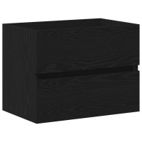 Produktbild för Badrumsskåp med handfat Svart Ek 60 x 39 x 62 cm
