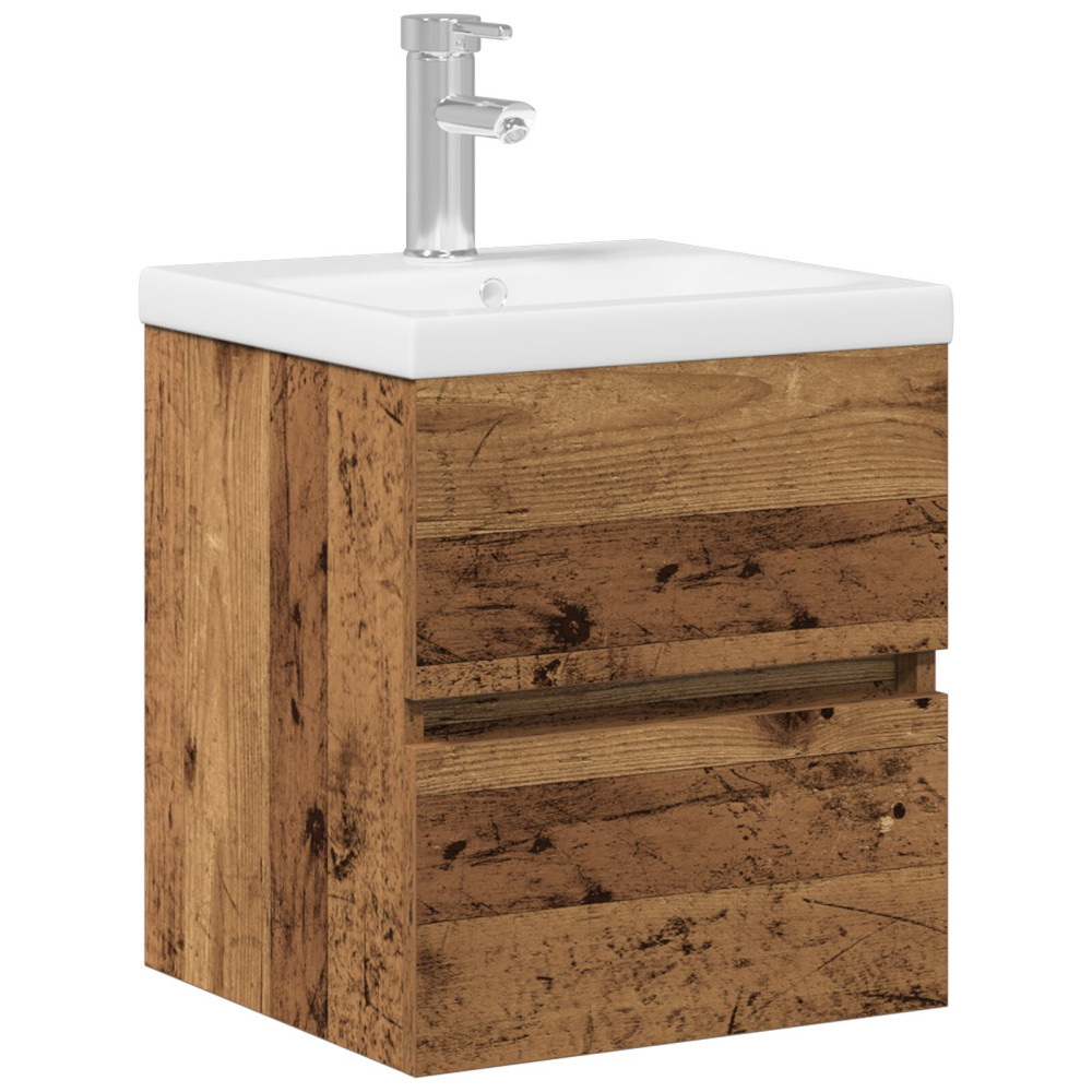 Produktbild för Badrumsskåp med handfat Svart Ek 41 x 39 x 62 cm
