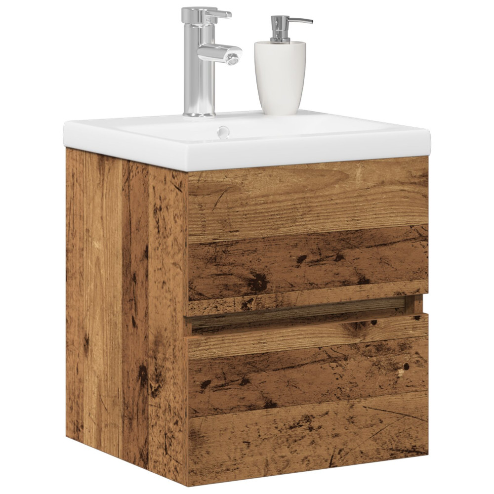 Produktbild för Badrumsskåp med handfat Svart Ek 41 x 39 x 62 cm