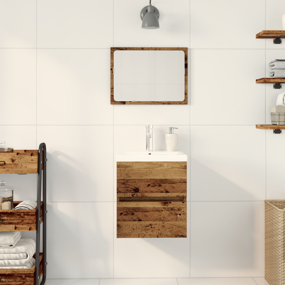 Produktbild för Badrumsskåp med handfat Svart Ek 41 x 39 x 62 cm