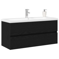 Produktbild för Badrumsskåp med handfat Svart Ek 100 x 39 x 62 cm