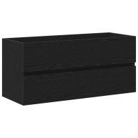 Produktbild för Badrumsskåp med handfat Svart Ek 100 x 39 x 62 cm