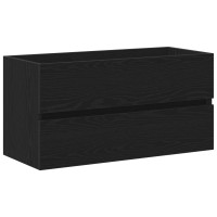 Produktbild för Badrumsskåp med handfat Svart Ek 90 x 39 x 62 cm