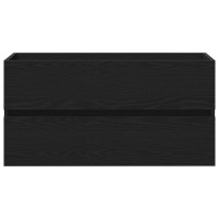 Produktbild för Badrumsskåp med handfat Svart Ek 90 x 39 x 62 cm