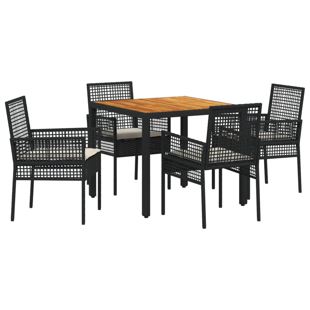 Produktbild för Trädgårdsmöbelset 5 pcs Svart konstrotting