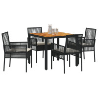 Produktbild för Trädgårdsmöbelset 5 pcs Svart konstrotting