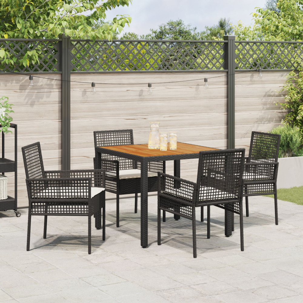 Produktbild för Trädgårdsmöbelset 5 pcs Svart konstrotting