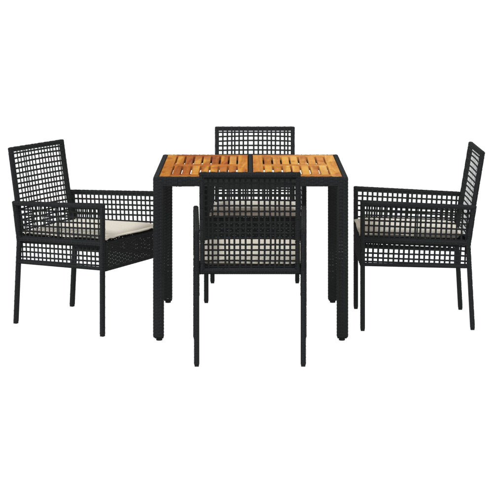 Produktbild för Trädgårdsmöbelset 5 pcs Svart konstrotting