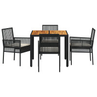 Produktbild för Trädgårdsmöbelset 5 pcs Svart konstrotting
