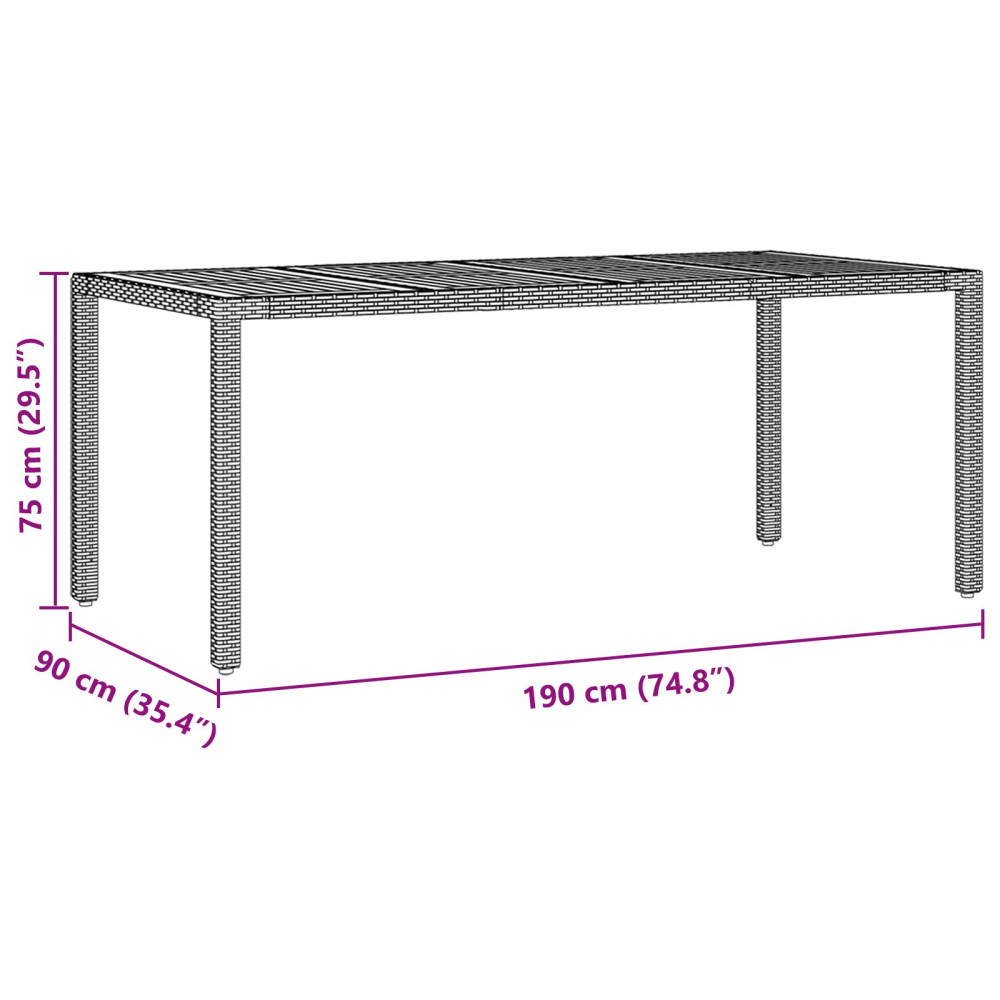 Produktbild för Trädgårdsmöbelset 7 pcs Svart konstrotting