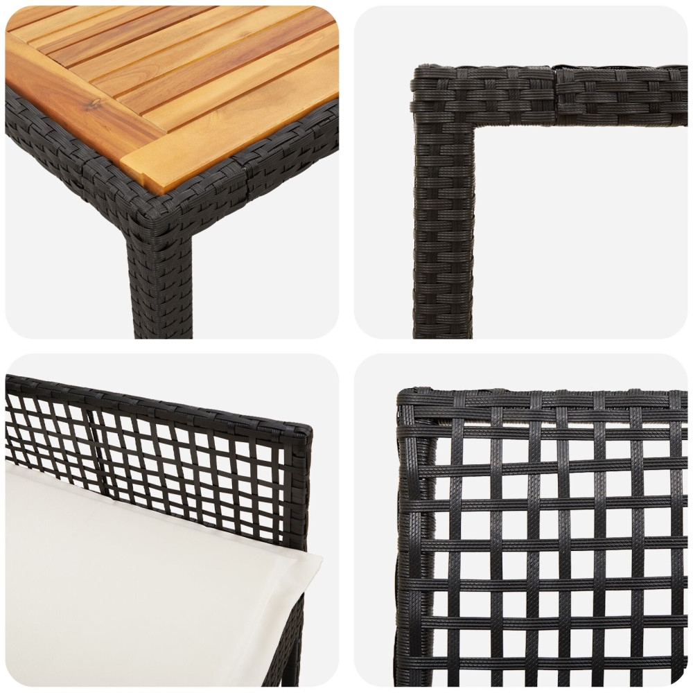 Produktbild för Trädgårdsmöbelset 7 pcs Svart konstrotting