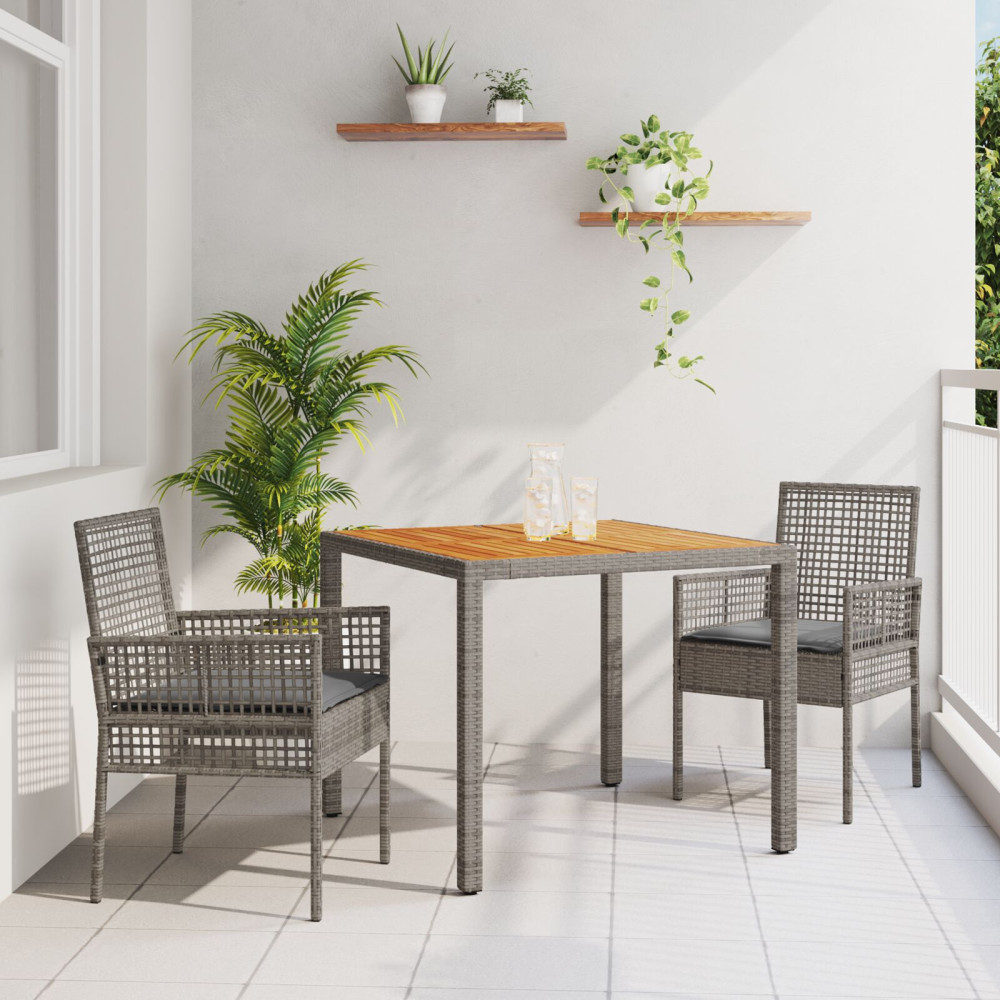 Produktbild för Trädgårdsmöbelset 3 pcs Grå konstrotting