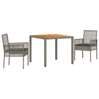 Produktbild för Trädgårdsmöbelset 3 pcs Grå konstrotting