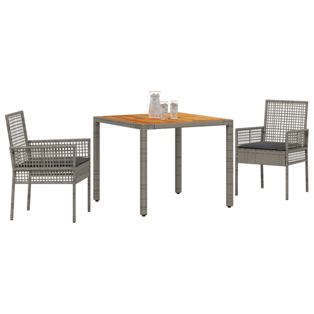 Produktbild för Trädgårdsmöbelset 3 pcs Grå konstrotting