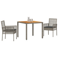 Produktbild för Trädgårdsmöbelset 3 pcs Grå konstrotting