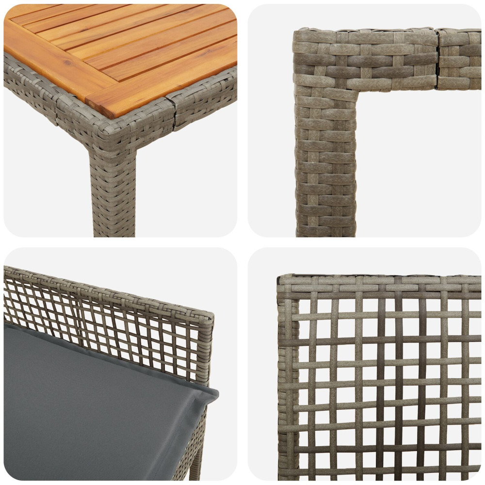 Produktbild för Trädgårdsmöbelset 3 pcs Grå konstrotting