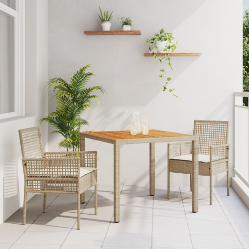 vidaXL Trädgårdsmöbelset 3 pcs Beige konstrotting