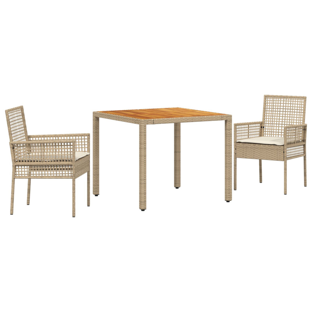 Produktbild för Trädgårdsmöbelset 3 pcs Beige konstrotting
