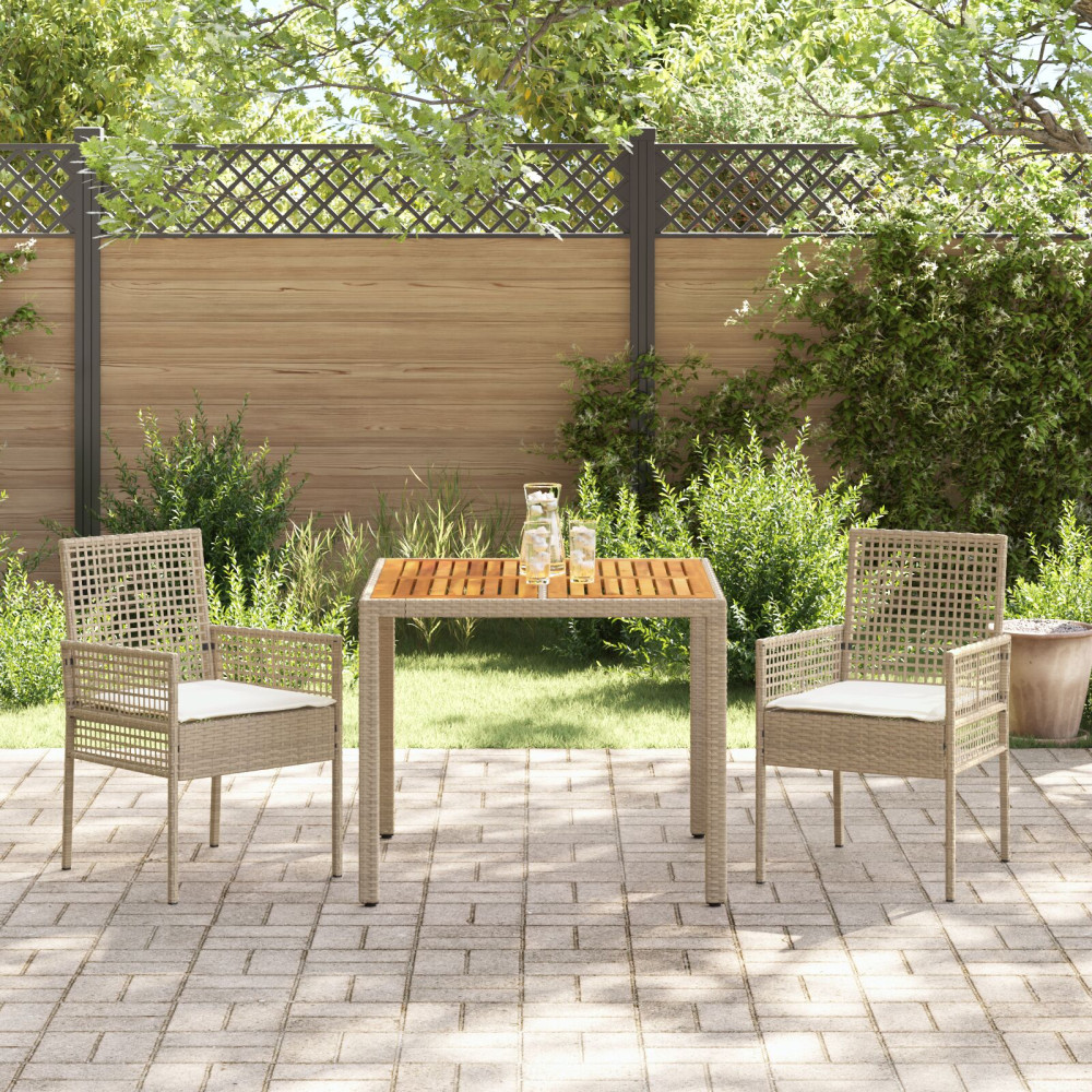 Produktbild för Trädgårdsmöbelset 3 pcs Beige konstrotting