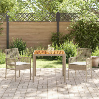 Produktbild för Trädgårdsmöbelset 3 pcs Beige konstrotting