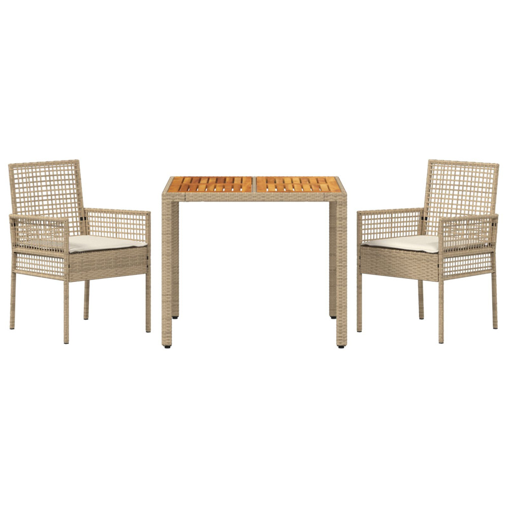 Produktbild för Trädgårdsmöbelset 3 pcs Beige konstrotting