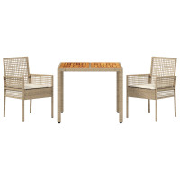 Produktbild för Trädgårdsmöbelset 3 pcs Beige konstrotting