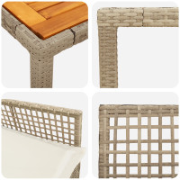 Produktbild för Trädgårdsmöbelset 3 pcs Beige konstrotting