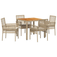 Produktbild för Trädgårdsmöbelset 5 pcs Beige konstrotting