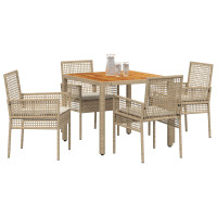 Produktbild för Trädgårdsmöbelset 5 pcs Beige konstrotting