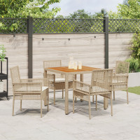 Produktbild för Trädgårdsmöbelset 5 pcs Beige konstrotting