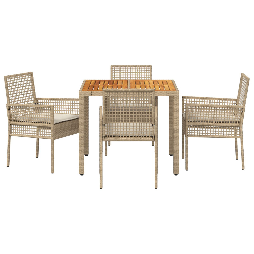Produktbild för Trädgårdsmöbelset 5 pcs Beige konstrotting