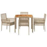 Produktbild för Trädgårdsmöbelset 5 pcs Beige konstrotting