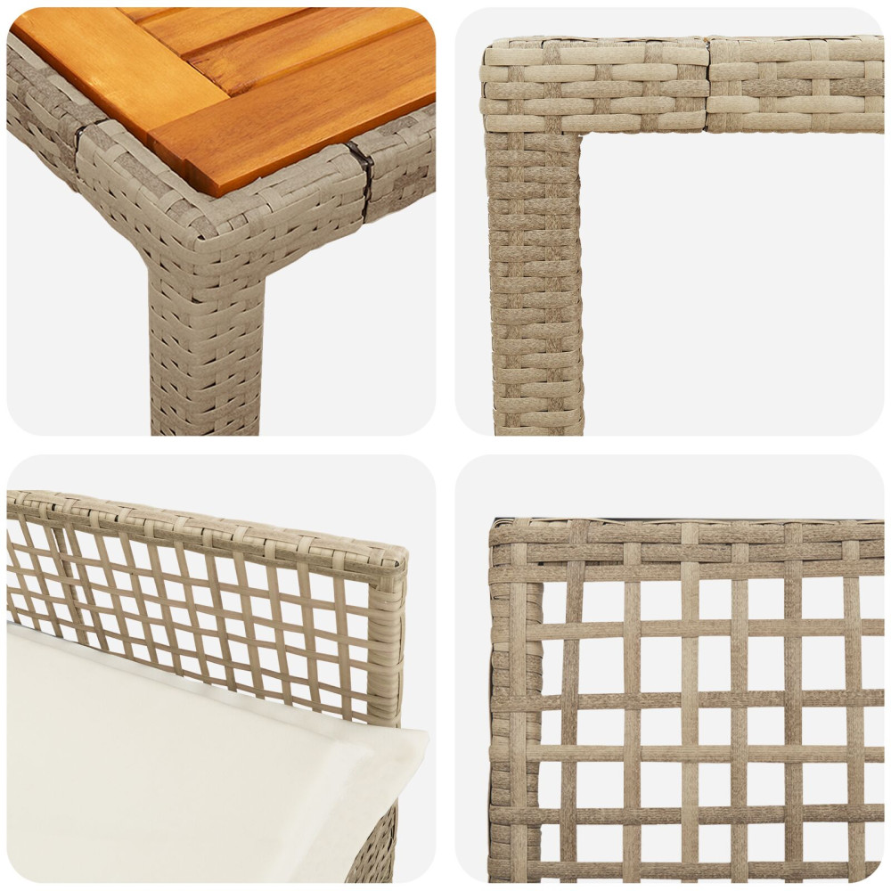 Produktbild för Trädgårdsmöbelset 5 pcs Beige konstrotting