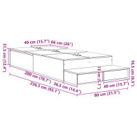 Produktbild för Förvaringssängram med låda Svart Ek 80 cm Konstruerat trä