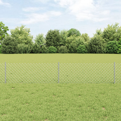 vidaXL Kedjestängsel med stolpe 25 x 0,4 m (B x H) Varmförzinkad stål